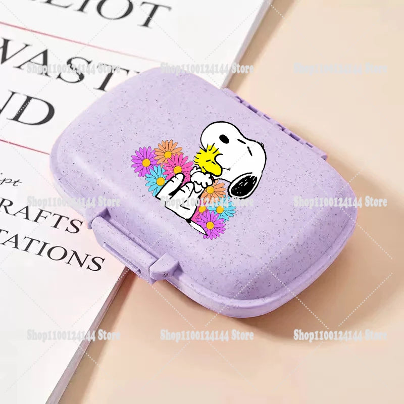 Snoopys Mini Portable Pills Organizer Case 8 Grids PillBox Tablet Storage Container Travel Weekly Medicine Pill's Box Pill Case