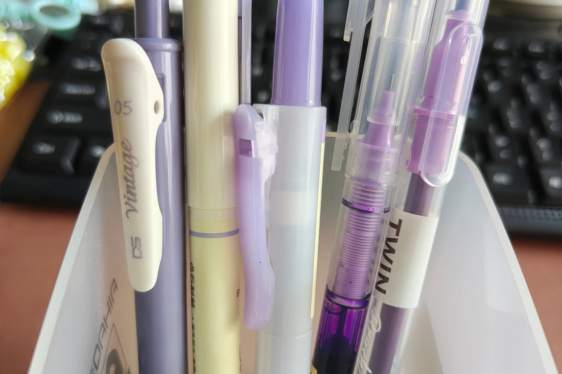5 Purple Pens with Various Nibs, Suitable for Drawing, Doodling, Highlighting, School and Art Supplies