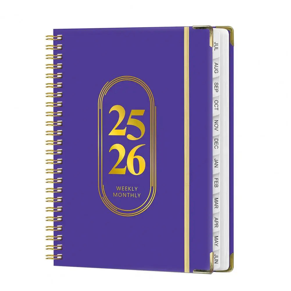Planner Notebook 2025 End-of-life Arrangements Organizer 2025-2026 Planner Spiral Agenda Book with Stickers Elastic for Office