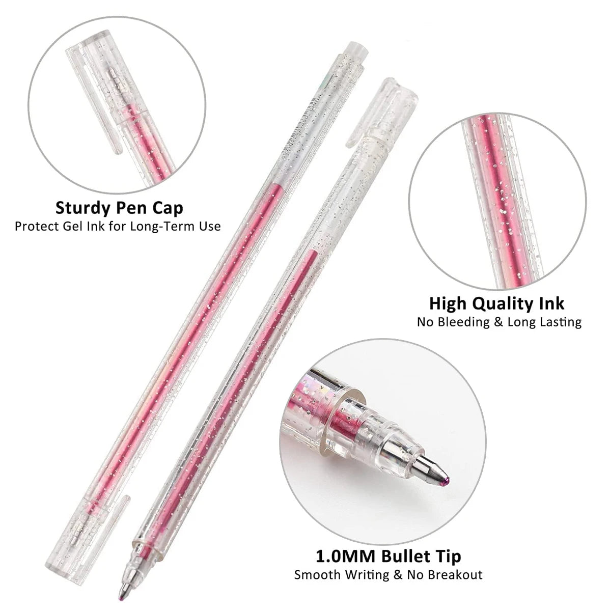 8/12/18 Color Glitter Gel Pen 1.0mm Metal Glitter Color Ballpoint Pen Paper Cardstock Diary Drawing Marking Coloring DIY Art