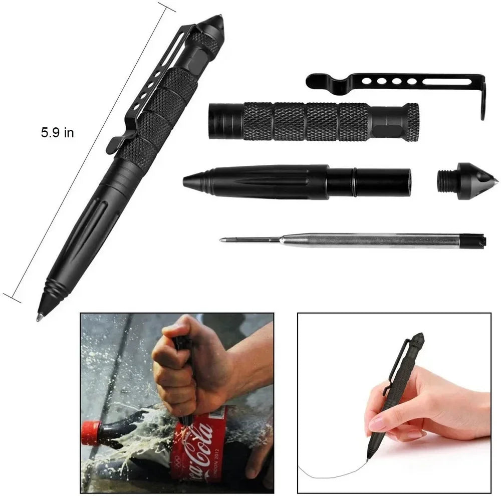 Outdoor Self-defense Tactical Defense Pen EDC Multi-function Special Combat Pen Window Breaking Survival pen