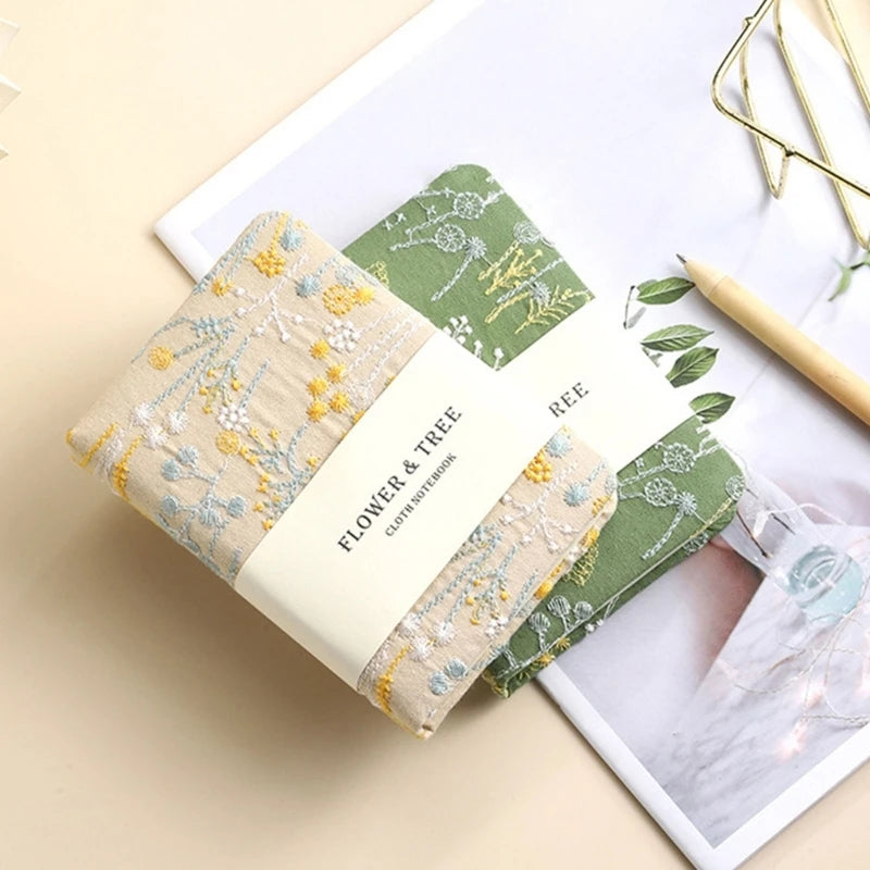 Embroidered Hardcover Notebook 256 Pages Wide Lined Small Journal Notebook for Student Women Men Note Taking Journaling 896C