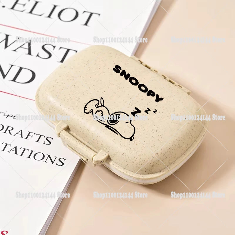 Snoopys Mini Portable Pills Organizer Case 8 Grids PillBox Tablet Storage Container Travel Weekly Medicine Pill's Box Pill Case