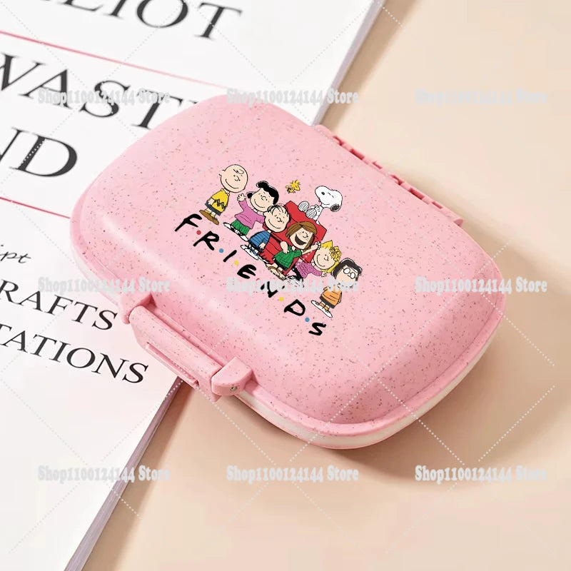 Snoopys Mini Portable Pills Organizer Case 8 Grids PillBox Tablet Storage Container Travel Weekly Medicine Pill's Box Pill Case