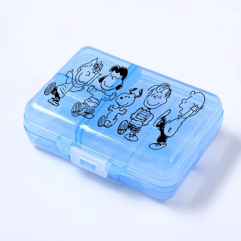 Kawaii Snoopys Anime Storage Box Pill Case Large Capacity A Week Organizer Portable Travel Outdoor Tablets Vitamins Container
