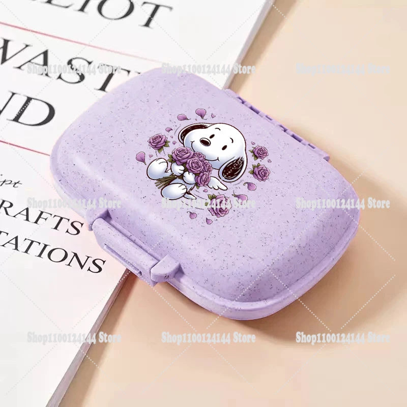 Snoopys Mini Portable Pills Organizer Case 8 Grids PillBox Tablet Storage Container Travel Weekly Medicine Pill's Box Pill Case
