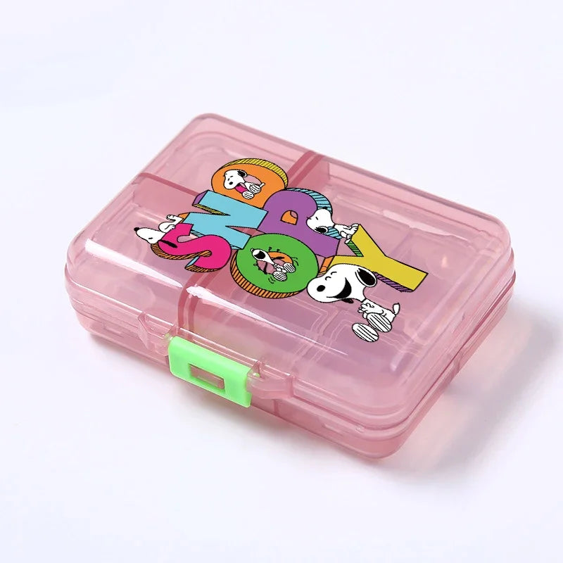 Kawaii Snoopys Anime Storage Box Pill Case Large Capacity A Week Organizer Portable Travel Outdoor Tablets Vitamins Container