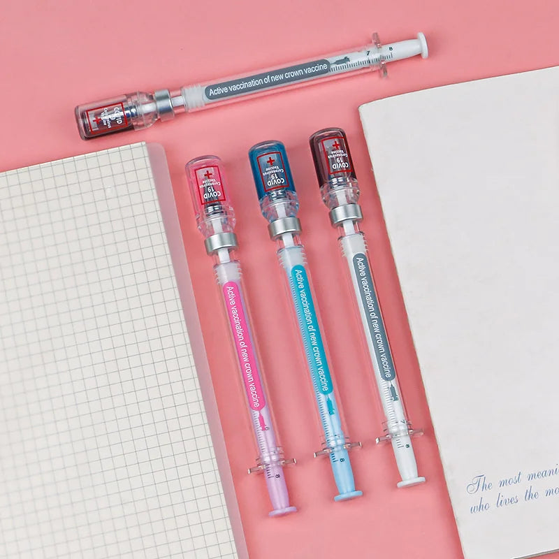 3 pcs/set,1-3-5 set Creative Novelty Syringe Peculiar Shape Stationery 0.5 MM Cute Gel Pen