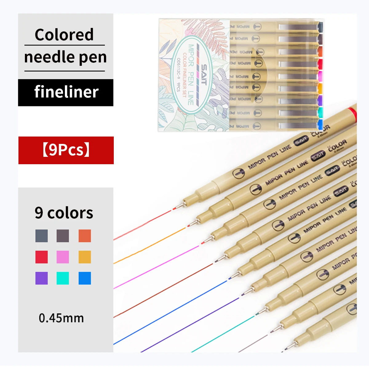 9 Colors Micro-line Pens Waterproof Durable Fine Line Drawing Art Pen Painting Drawing Marking Journaling Lllustrating Drawing