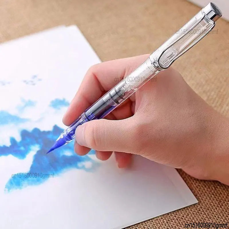 1/10Pcs Set Soft Tip Watercolor Brush Pen Transparent Calligraphy Brush Refillable Ink Fountain Art Drawing Painting Writing Pen
