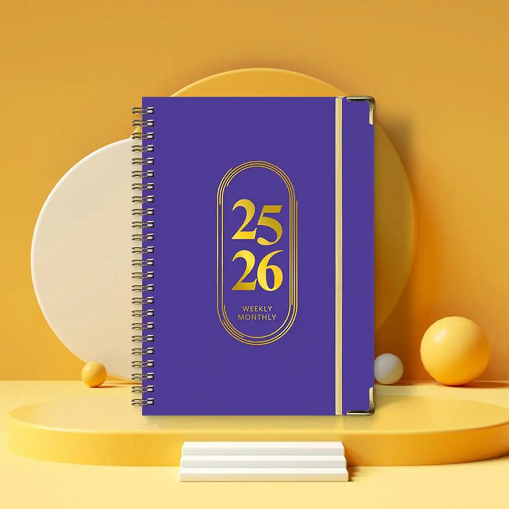 Planner Notebook 2025 End-of-life Arrangements Organizer 2025-2026 Planner Spiral Agenda Book with Stickers Elastic for Office