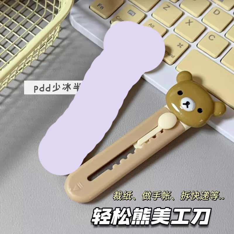 Rilakkuma Utility Knife Kids New Kawaii Relax Bear Make Handicrafts Stationery Handheld Paper Cutting Pocketknife Children Gift