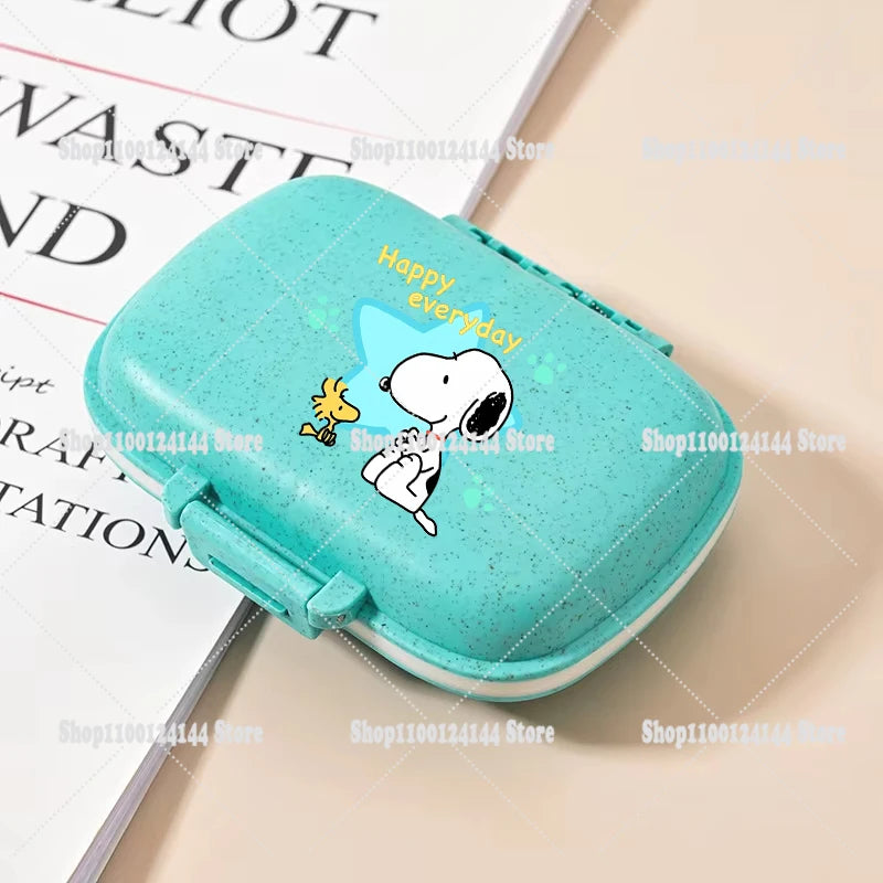 Snoopys Mini Portable Pills Organizer Case 8 Grids PillBox Tablet Storage Container Travel Weekly Medicine Pill's Box Pill Case