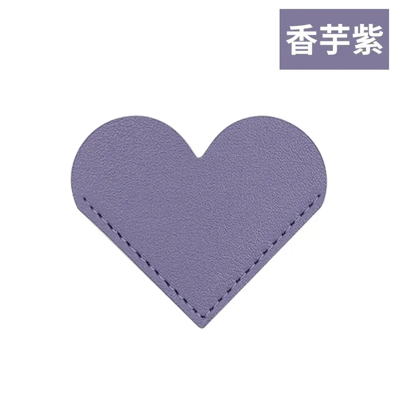 PU Bookmark Leather Heart Bookmark Mini-portable Gift Heart Bookmark Page Folder Corner Protective Cover School Supplies