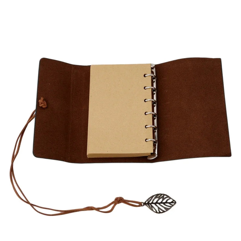 Spiral Notebook Retro Diary Antique PU Leather Notebook A7 Replaceable Stationery Gift Travel Journal