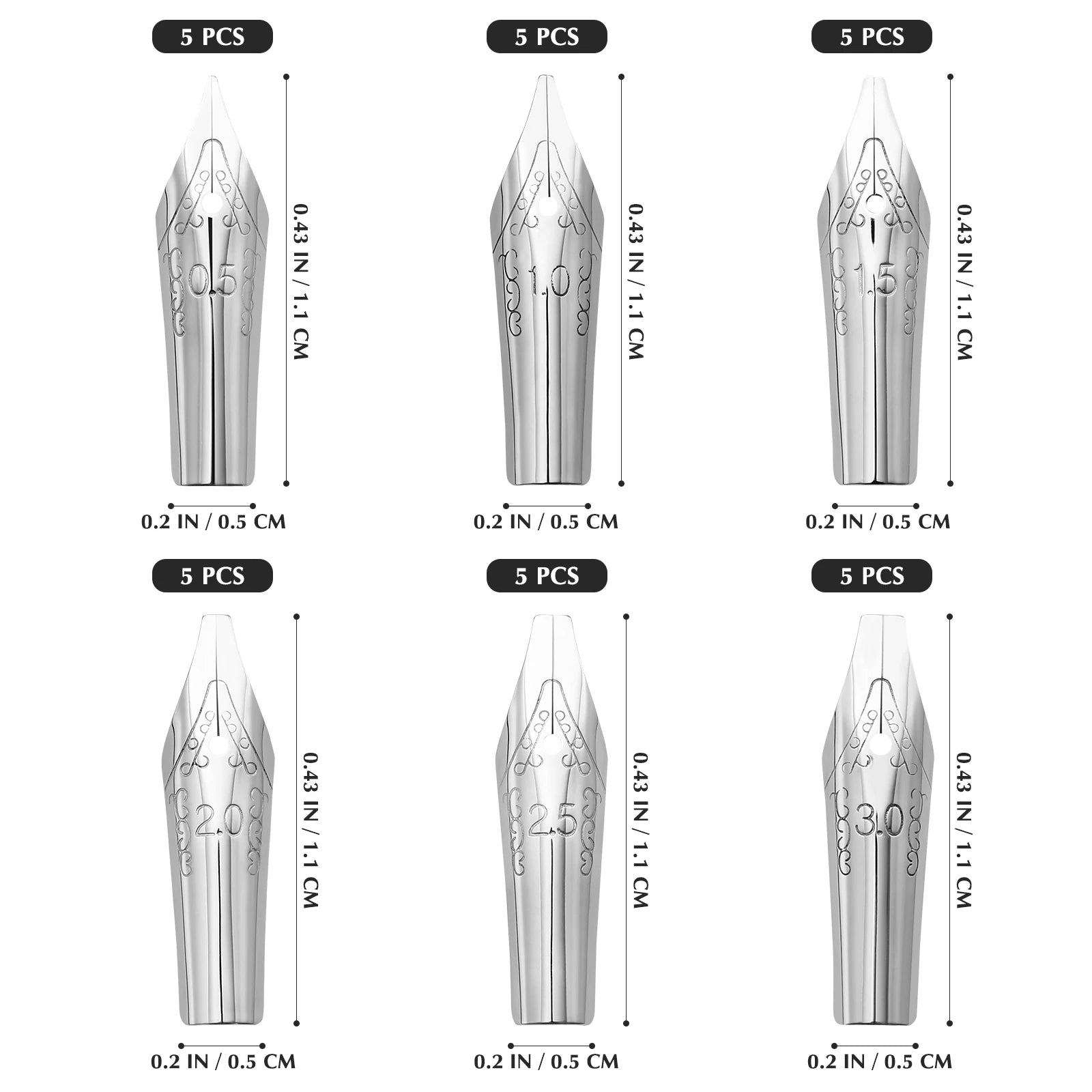 30Pcs PenNibs Stainless Steel Writing Drawing Supplies for Students Artists Beginners Calligraphy Fountain Pen Nibsreplacements