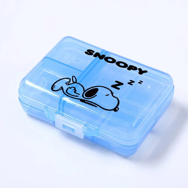 Kawaii Snoopys Anime Storage Box Pill Case Large Capacity A Week Organizer Portable Travel Outdoor Tablets Vitamins Container