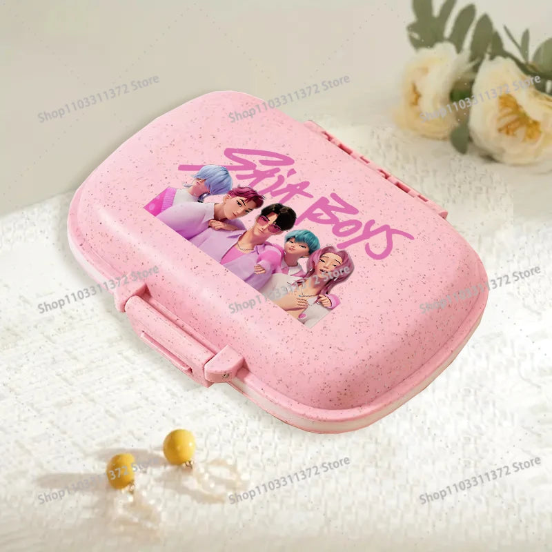 Move K-Pop Demon Hunters 8 Grid Compartment Pill Storage Box Fashion Printed Portable Travel Home Vitamin Container Cartoon Gift