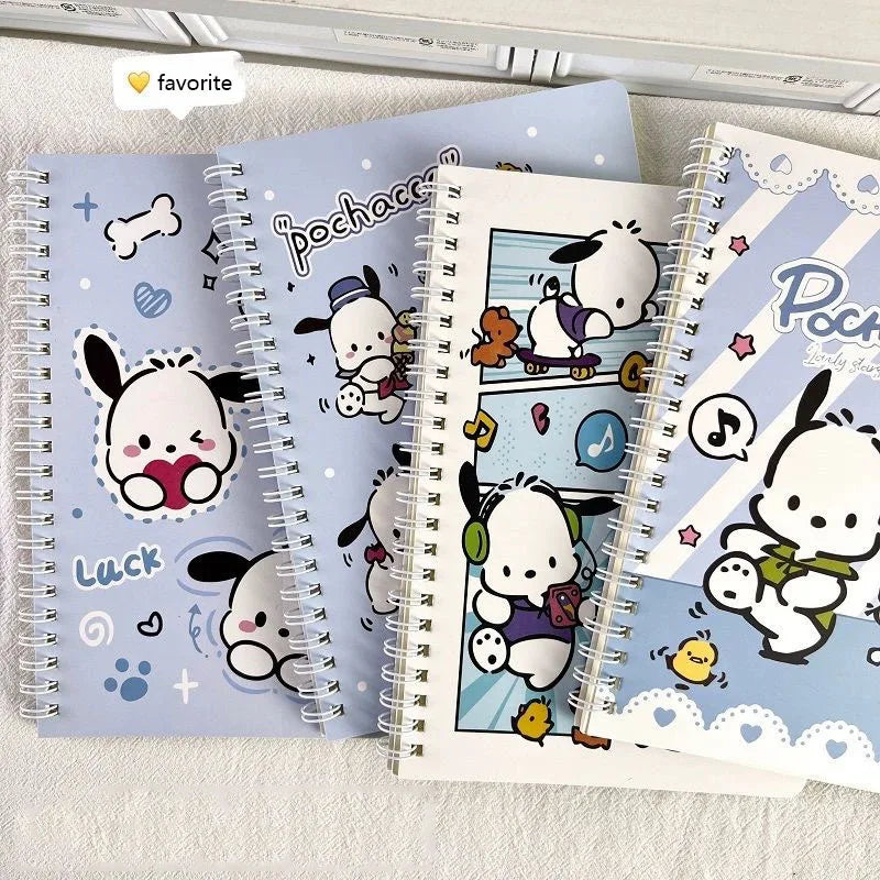 Three Liou Coil Notebook Hello Kitty Spiral Book 4/Set A5 Diary Sketching Book School Supplies Stationery Scribed Diary