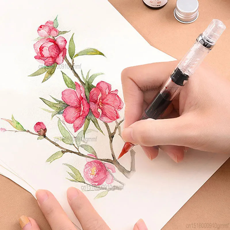 1/10Pcs Set Soft Tip Watercolor Brush Pen Transparent Calligraphy Brush Refillable Ink Fountain Art Drawing Painting Writing Pen