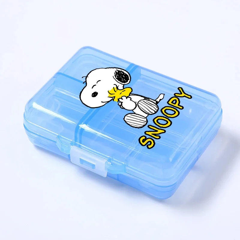 Kawaii Snoopys Anime Storage Box Pill Case Large Capacity A Week Organizer Portable Travel Outdoor Tablets Vitamins Container