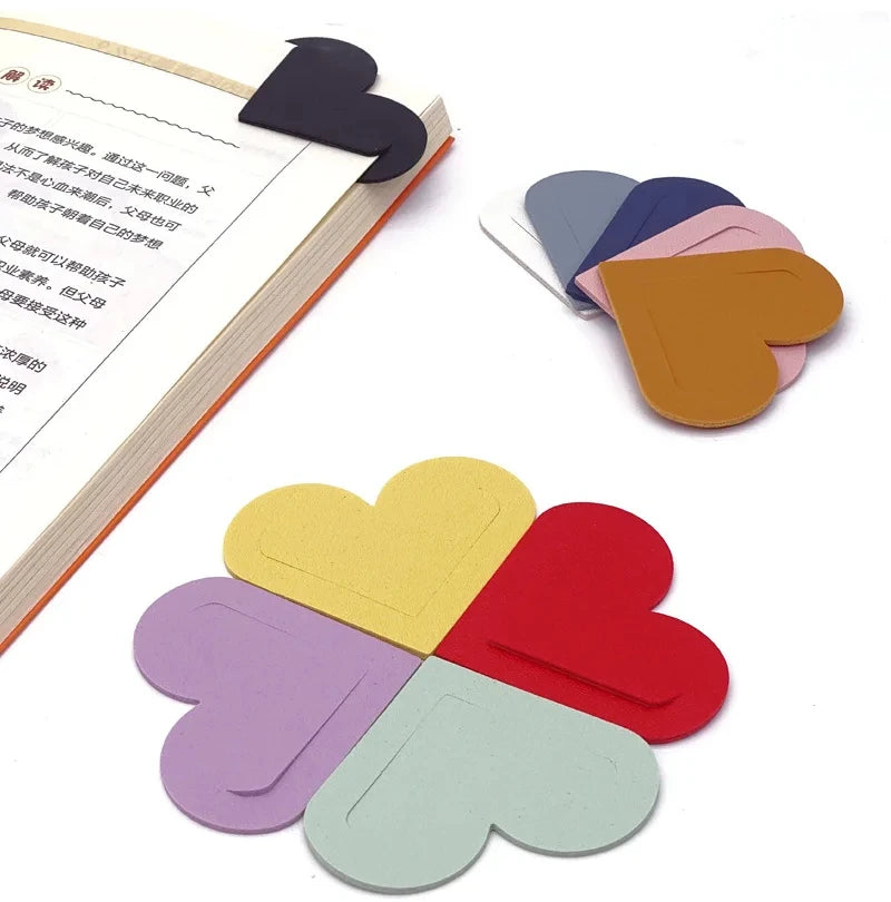 Heart Shaped PU Leather Bookmark Colorful Double Sided Tablet Gift for Book Lovers Readers and Diary Lovers