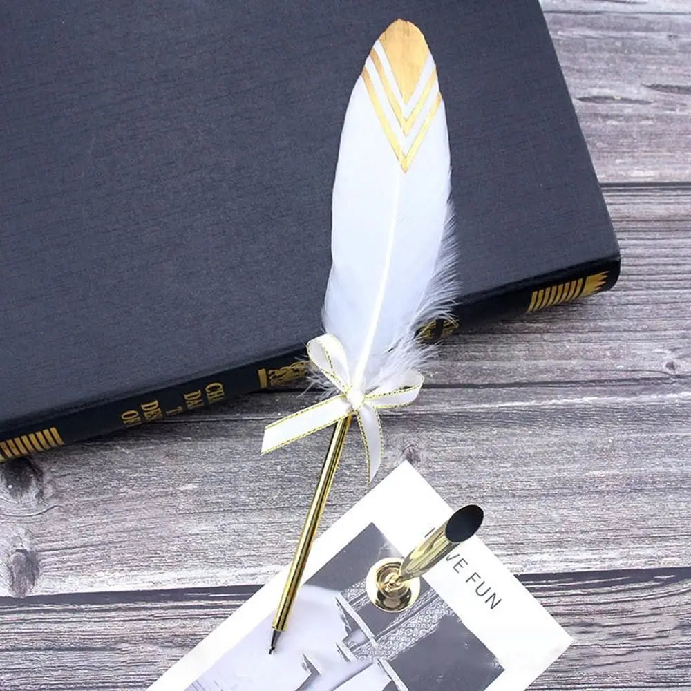 1 Set Vintage Feather Pen with 5 Pen-nib Carved Flower Nib Quill Dip Pen Oblique Pen Set Gift Writing Tools School Office Supply