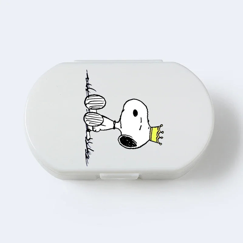 Portable Snoopys Mini Pill Box Kawaii Travel Anime Three-compartment Transparent Plastic Medicines Storage Case Container Gifts