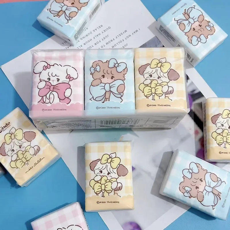 9pcs Kawaii Snoopy Handkerchief Paper Student Cartoon Printed Portable Girls Mini Pocket Tissue Toilet Papers Soft Napkin Gifts