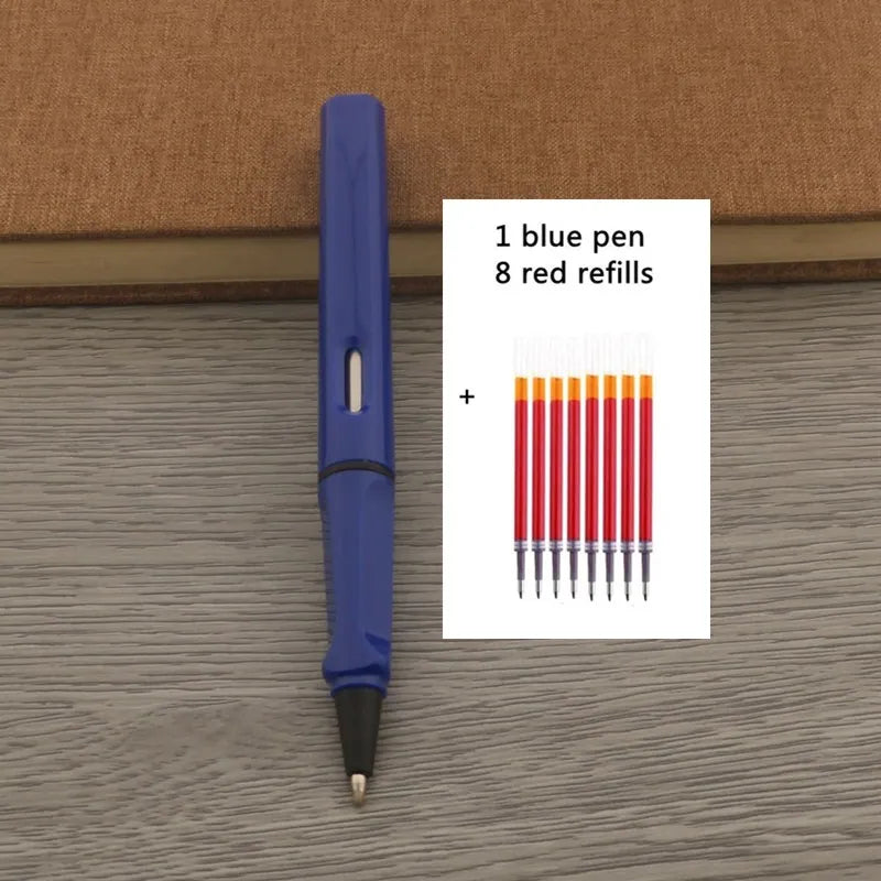 1Pc Ballpoint Pen + 8 Refills Black Blue Red Ink Gel Pen Bullet Tip 0.5mm Rollerball Pen School Office Supplies Stationery Pen