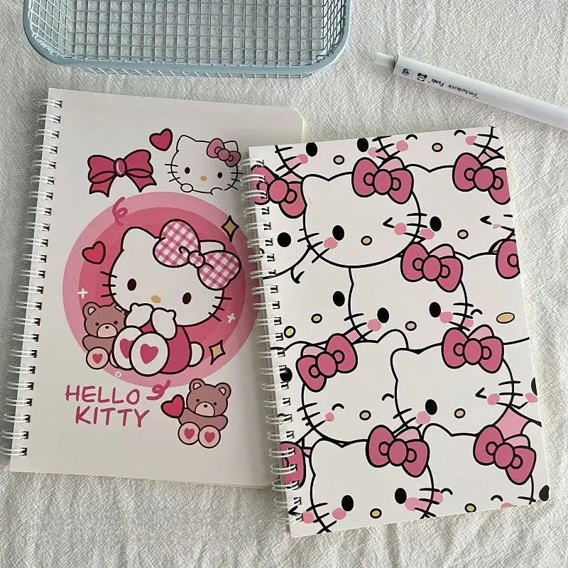 Three Liou Coil Notebook Hello Kitty Spiral Book 4/Set A5 Diary Sketching Book School Supplies Stationery Scribed Diary