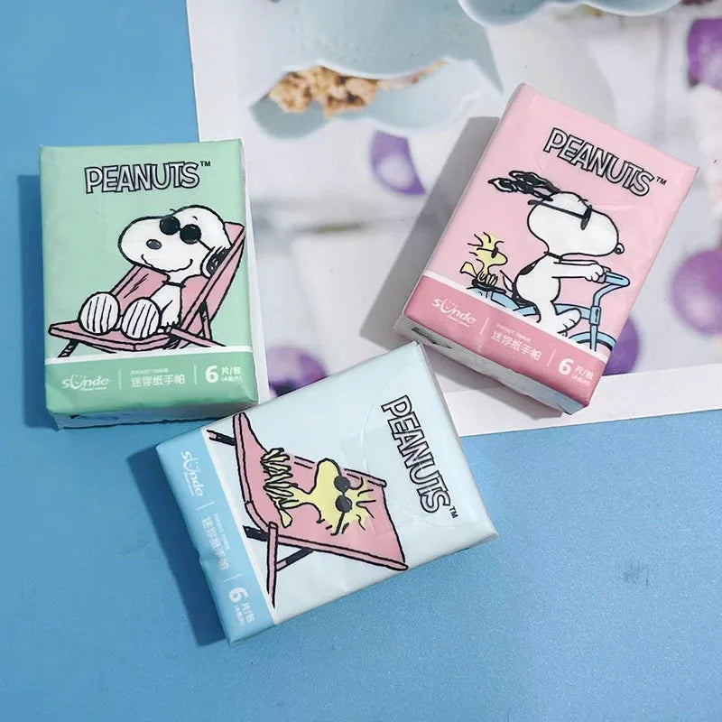 9pcs Kawaii Snoopy Handkerchief Paper Student Cartoon Printed Portable Girls Mini Pocket Tissue Toilet Papers Soft Napkin Gifts