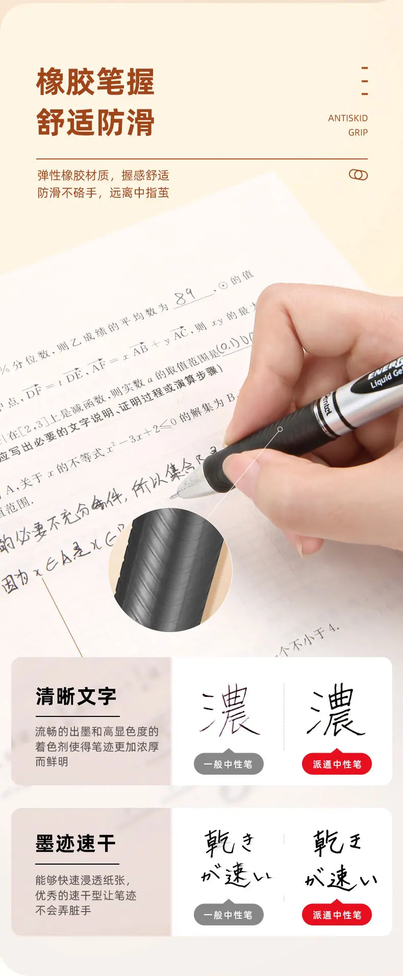 1pc Pentel  BLN75 Gel Pen 20th Anniversary Smooth And Quick-drying Press Water Pen For Students With 0.5mm Japanese Stationery