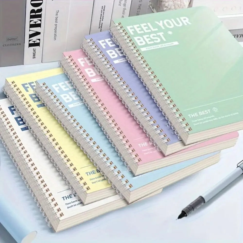 60Sheets/Book A5 Spiral Notebooks Perforated Pages Color Notepad Horizontal Line Inner Pages Diary Book Students