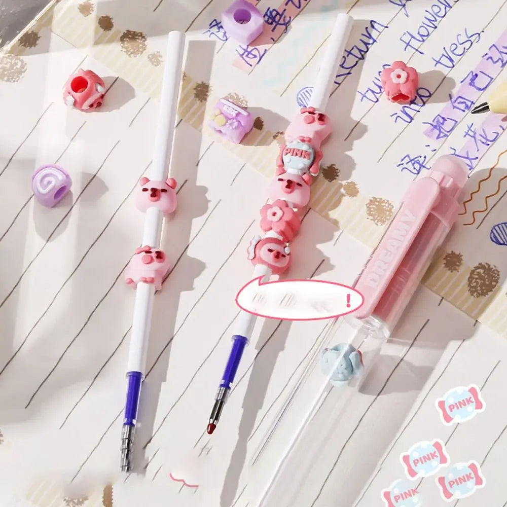 Gifts Writing Stationery Press Gel Pen Beads Student Pen Panda Cherry Blossom String Pen DIY Erasable Decompression Pen
