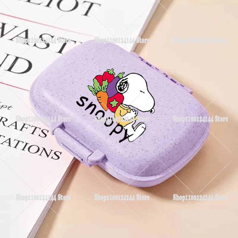 Snoopys Mini Portable Pills Organizer Case 8 Grids PillBox Tablet Storage Container Travel Weekly Medicine Pill's Box Pill Case