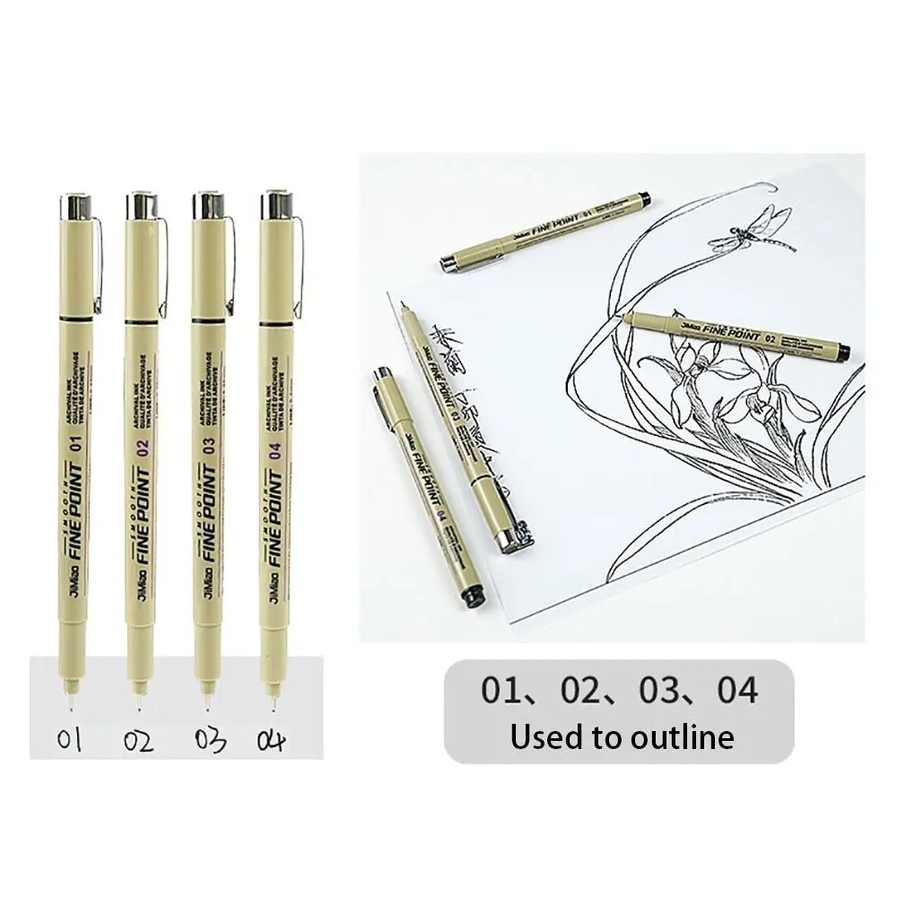 1Pcs Micron Ink Marker Pen Sketch Stationery Set Art Supplies Drawing Pen Pigment Liner 12 Tips Sketching Needle Pen