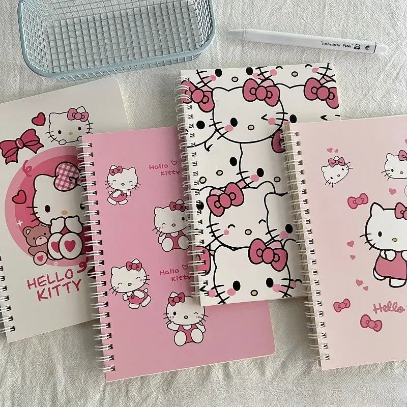 Three Liou Coil Notebook Hello Kitty Spiral Book 4/Set A5 Diary Sketching Book School Supplies Stationery Scribed Diary