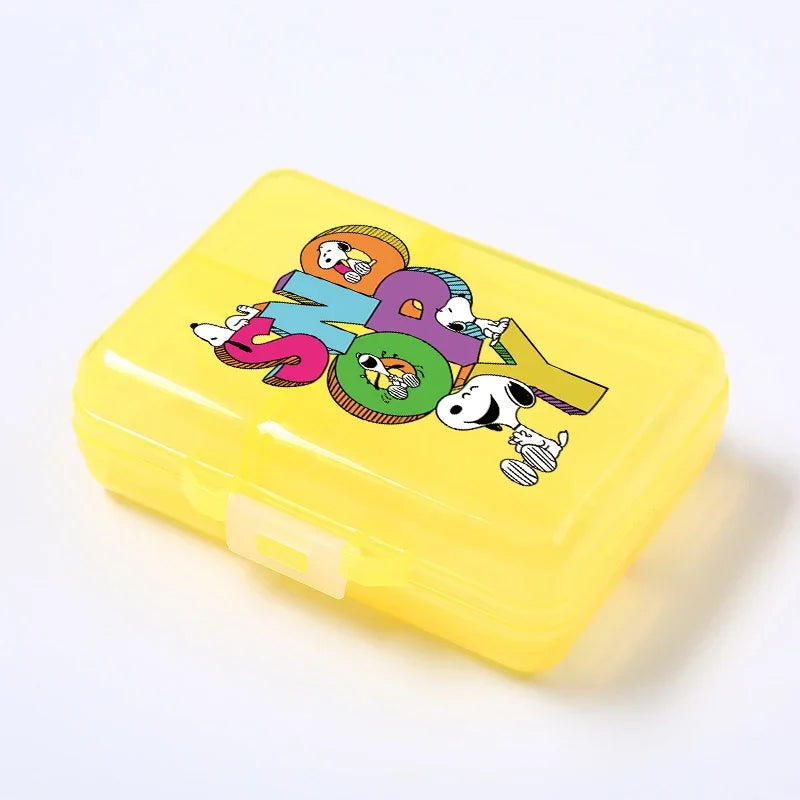 Kawaii Snoopys Anime Storage Box Pill Case Large Capacity A Week Organizer Portable Travel Outdoor Tablets Vitamins Container
