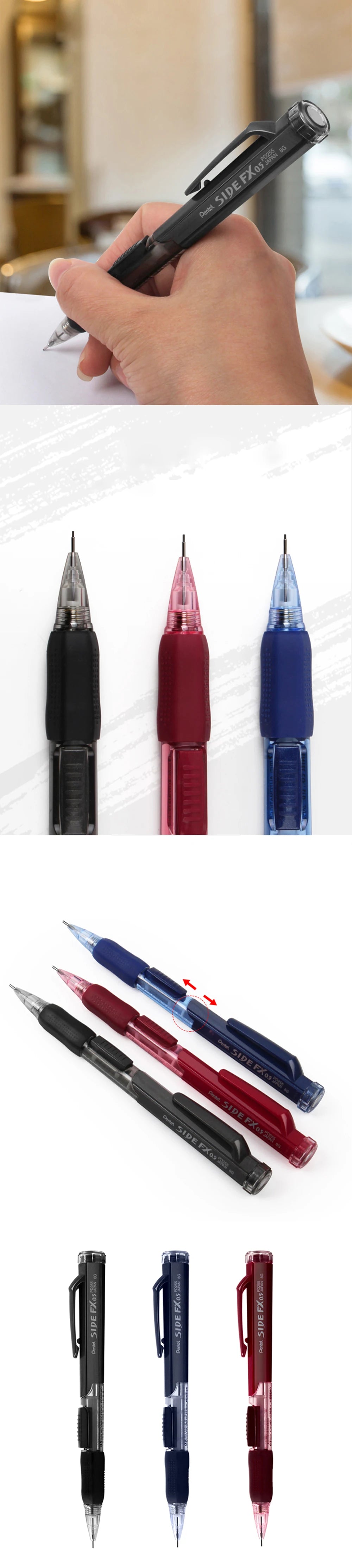 1pcs Pentel Mechanical Pencil 0.5mm PD255 Drawing Art Supplies Office Accessories Student School Stationery Side Press Out Lead