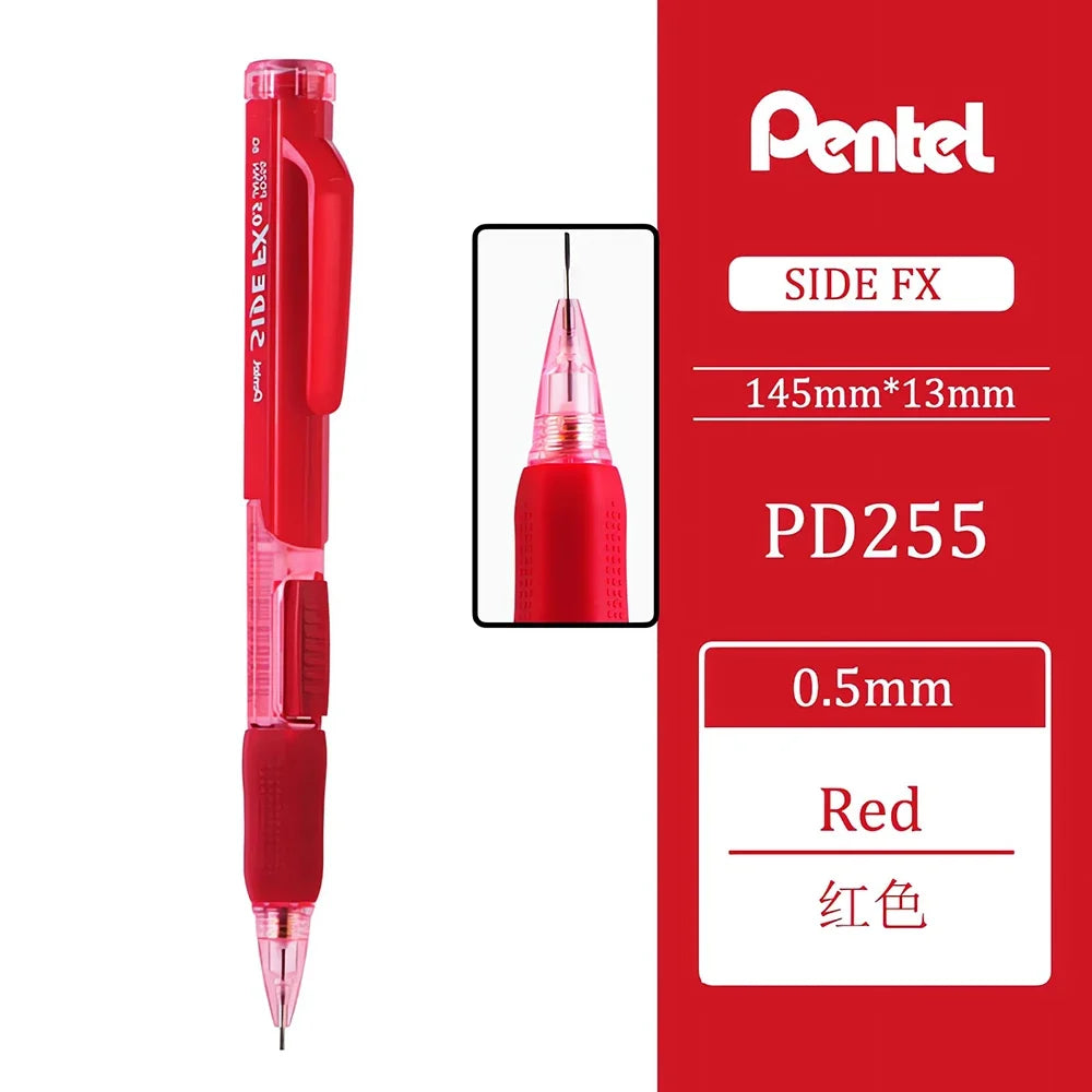 1pcs Pentel Mechanical Pencil 0.5mm PD255 Drawing Art Supplies Office Accessories Student School Stationery Side Press Out Lead