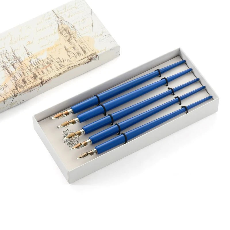 5Pcs Literary Retro Wooden Dip Pen 5 Nibs Set Antique Dip Calligraphy Writing Pen Office Stationery Writing Tools