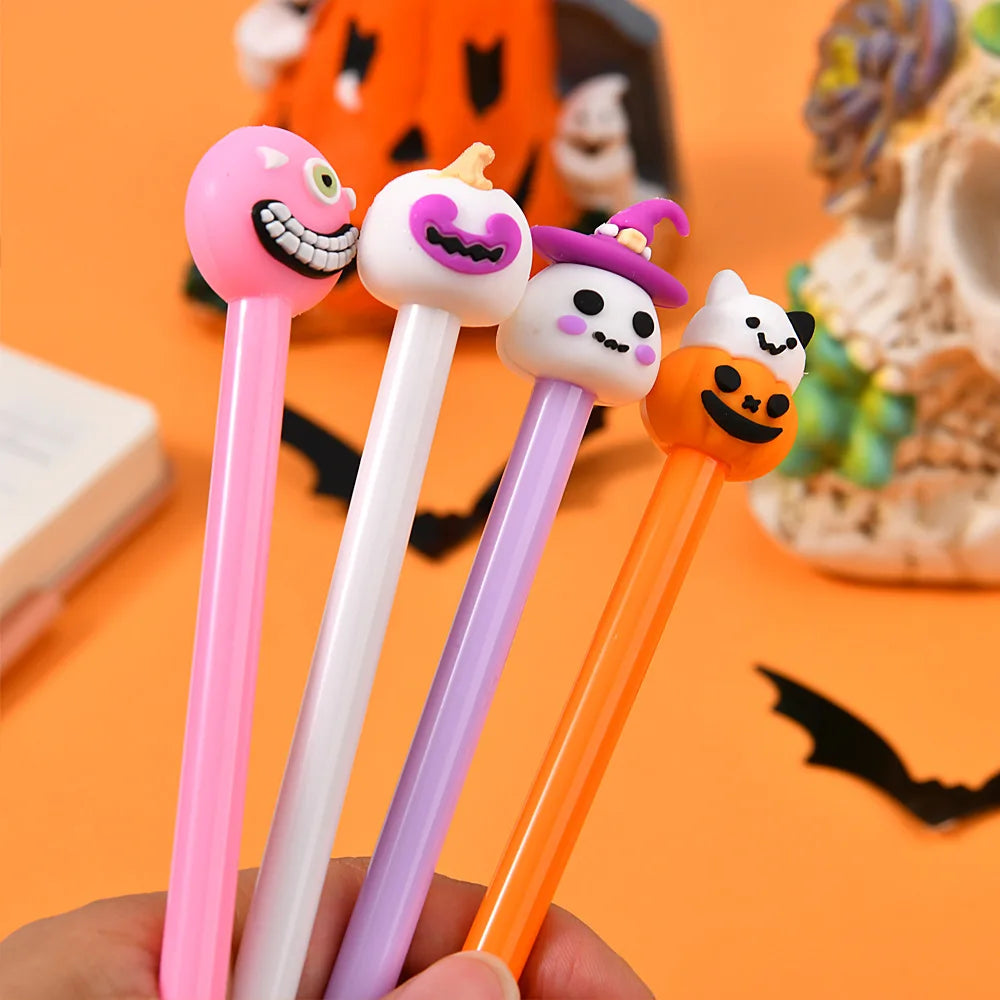12 cute cartoon neutral pens for Halloween, with a simple pen body/pumpkin bat ghost shape, suitable for schools, offices, study