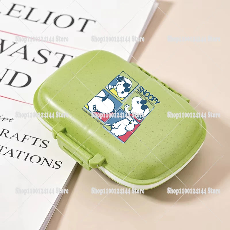 Snoopys Mini Portable Pills Organizer Case 8 Grids PillBox Tablet Storage Container Travel Weekly Medicine Pill's Box Pill Case