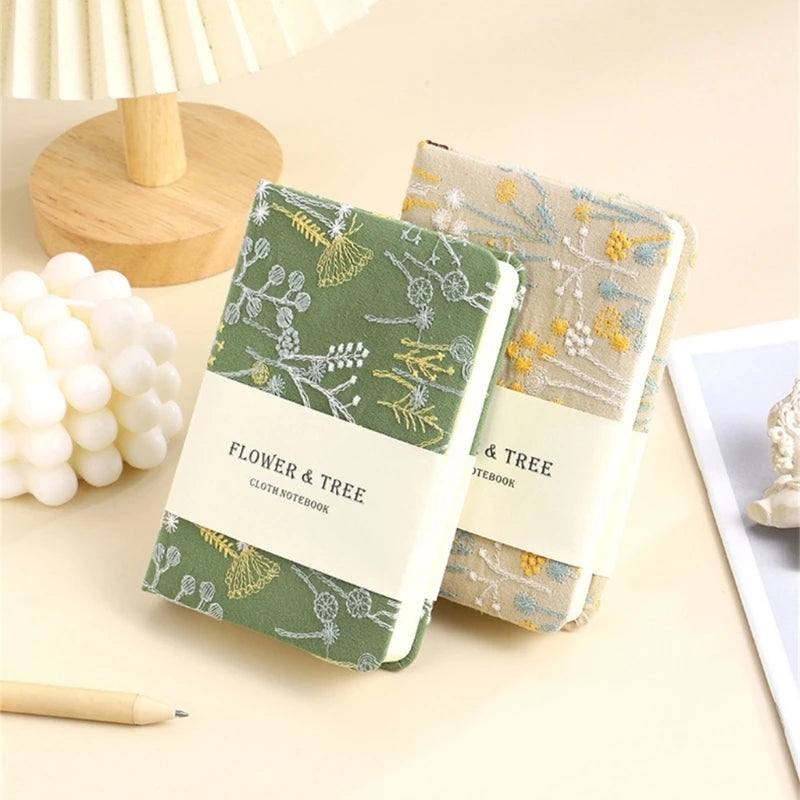 Embroidered Hardcover Notebook 256 Pages Wide Lined Small Journal Notebook for Student Women Men Note Taking Journaling 896C