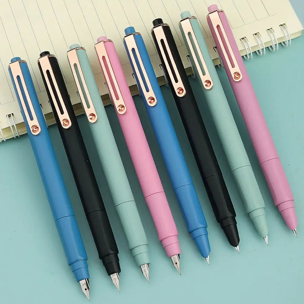 Retractable Press Type Fountain Pen Notched Color Pen Body Writing Pen Three Point Positioning Calligraphy Practice