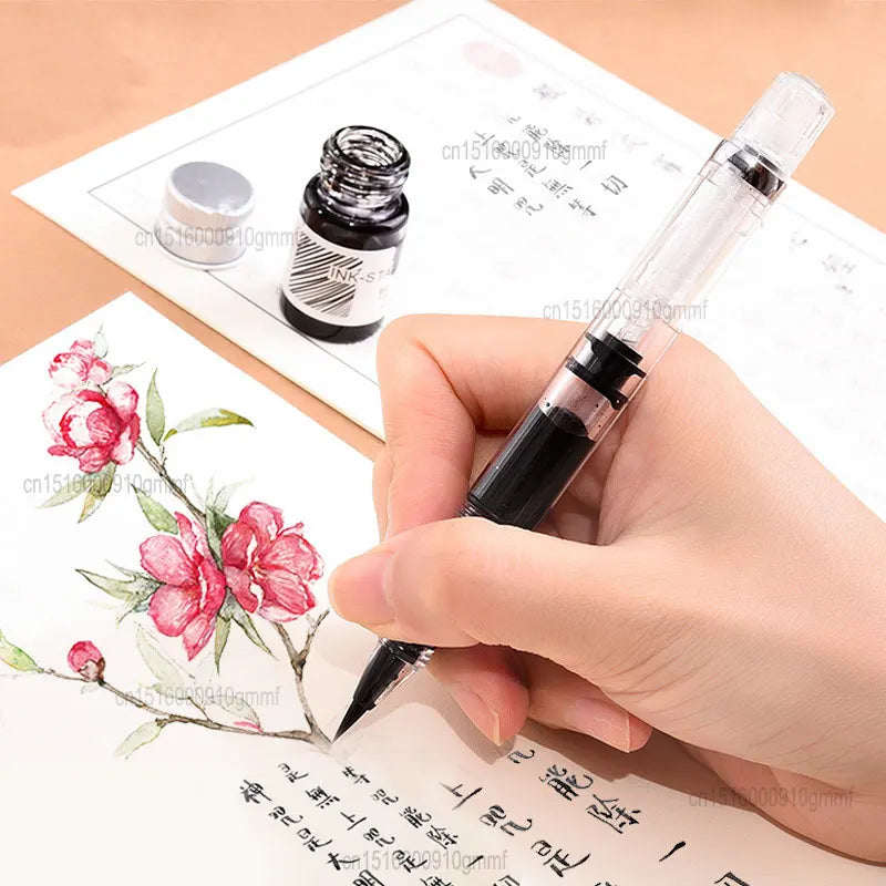 1/10Pcs Set Soft Tip Watercolor Brush Pen Transparent Calligraphy Brush Refillable Ink Fountain Art Drawing Painting Writing Pen
