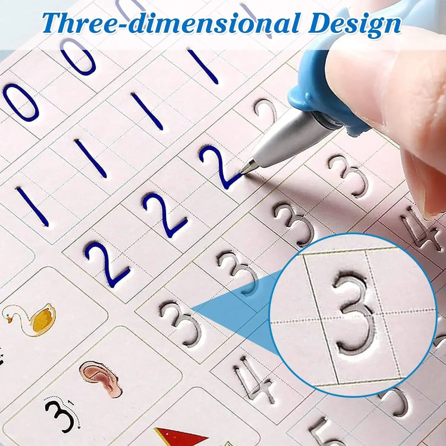 4Books Magic Writing Book in Spanish Calligraphy Notebook Montessori Kids Reusable Educational Calligraphic Letter Practice Toy