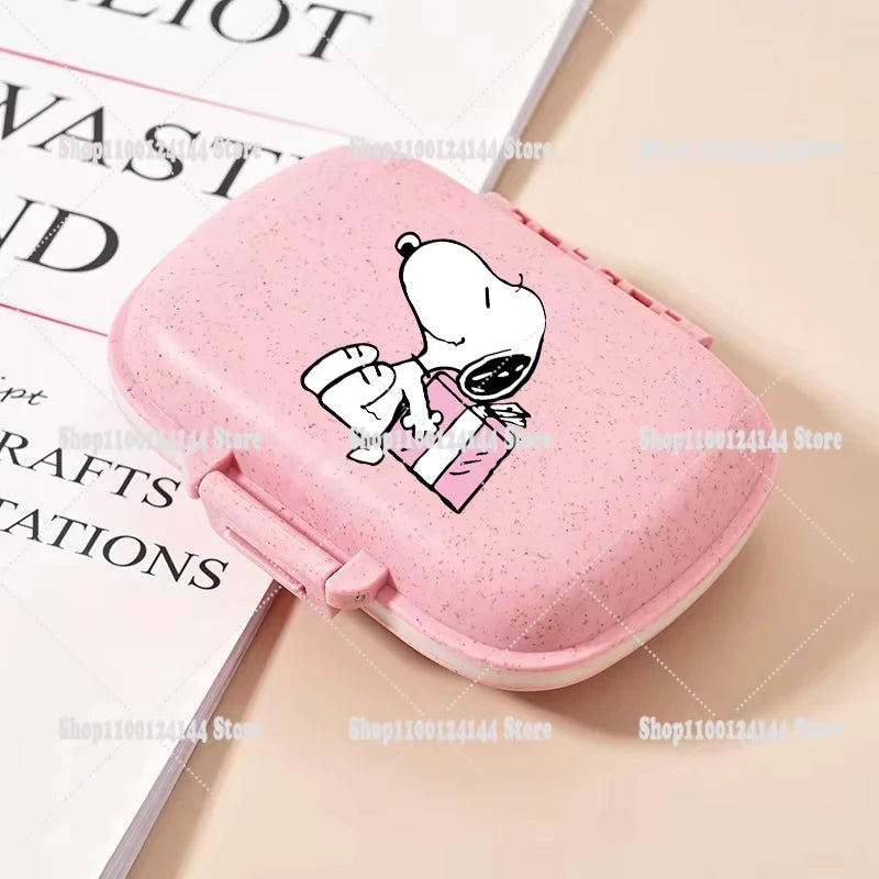 Snoopys Mini Portable Pills Organizer Case 8 Grids PillBox Tablet Storage Container Travel Weekly Medicine Pill's Box Pill Case