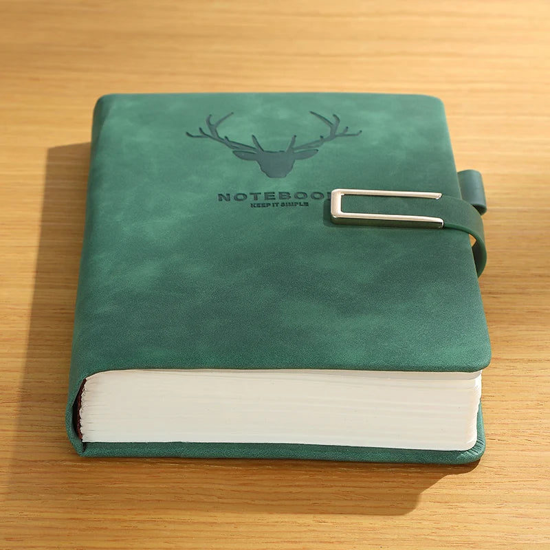 200pages A5 Leather Notebook with Leather Notebook Cover, Personalized Soft Cover and Bookmark, Perfect for Business, Meeting
